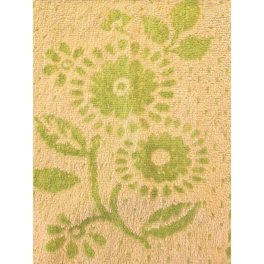 Vintage Lady Pepperell Towels  Green Floral Fringe  USA  Set of 2